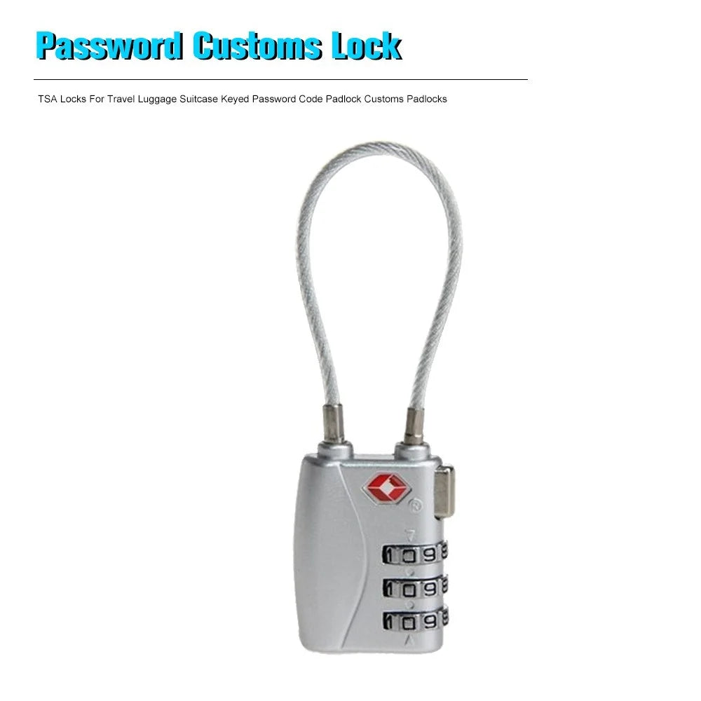 Resettable 3 Digit Combination Customs Password Padlock / TSA Lock TSA719 - Silver - 7