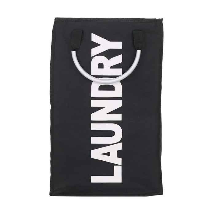 Practical Foldable Laundry Bag Washing Dirty Clothes Laundry Basket Durable Storage Bag with Alloy Handle - Black - 3