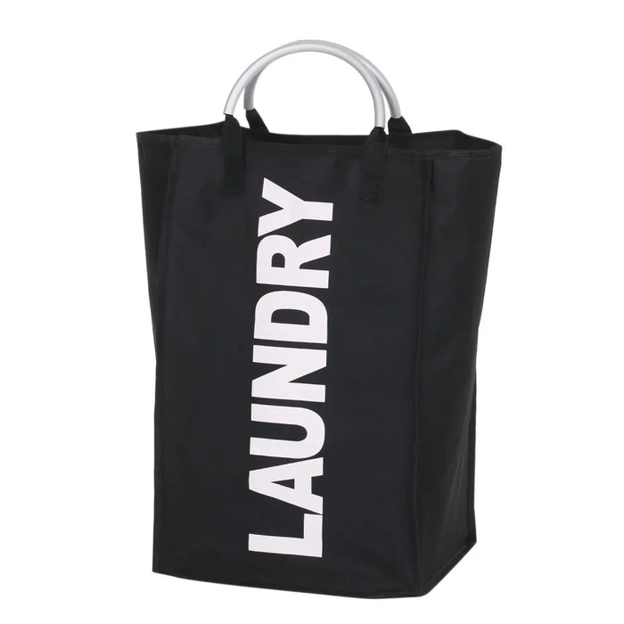 Practical Foldable Laundry Bag Washing Dirty Clothes Laundry Basket Durable Storage Bag with Alloy Handle - Black - 5
