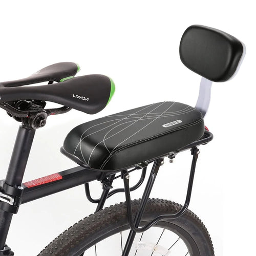 Bicycle Back Seat Bike PU Leather Soft Cushion Rear Rack Seat Children Seat with Back Rest - Black - 1