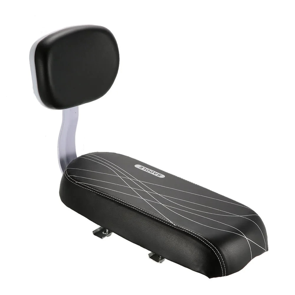 Bicycle Back Seat Bike PU Leather Soft Cushion Rear Rack Seat Children Seat with Back Rest - Black - 3