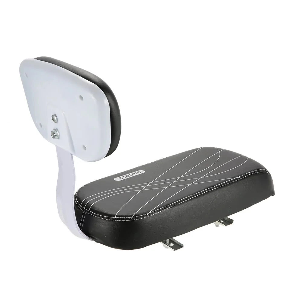 Bicycle Back Seat Bike PU Leather Soft Cushion Rear Rack Seat Children Seat with Back Rest - Black - 4