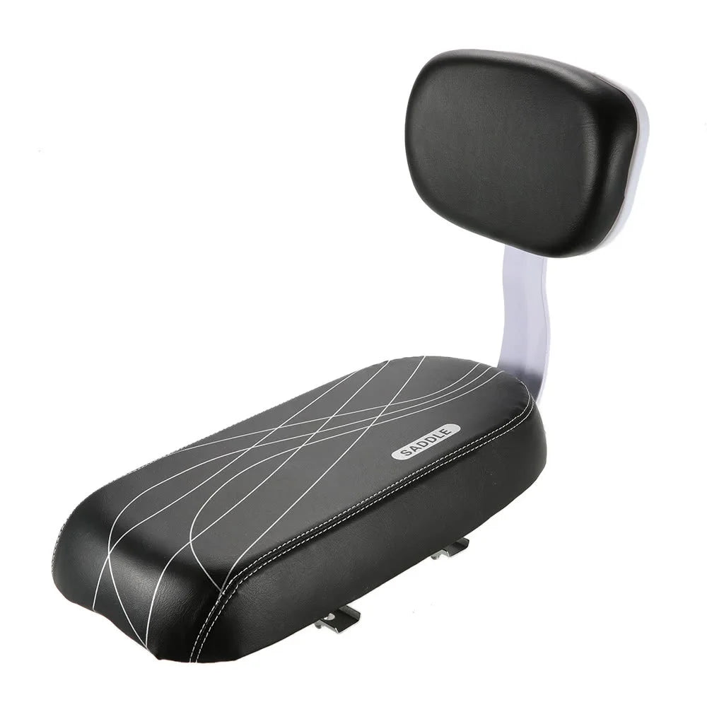 Bicycle Back Seat Bike PU Leather Soft Cushion Rear Rack Seat Children Seat with Back Rest - Black - 6