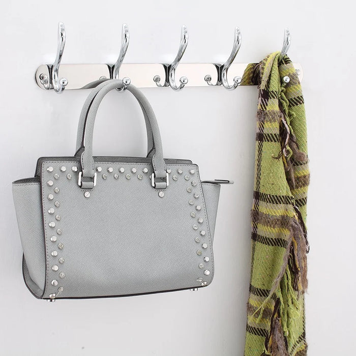 Wall Mounted Stainless Steel Hook Rack Cloth Hat Coat Hanger - 2