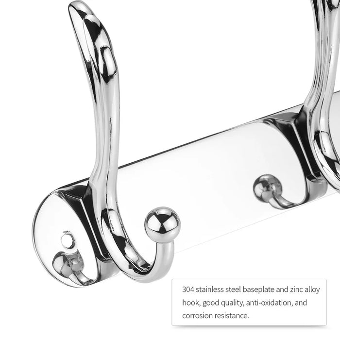 Wall Mounted Stainless Steel Hook Rack Cloth Hat Coat Hanger - 4