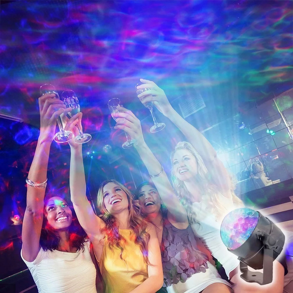 6W 15-Color Water Wave Projector Light Projecting Lamp with Remote Controller for Parties Accasions - UK Plug - 6