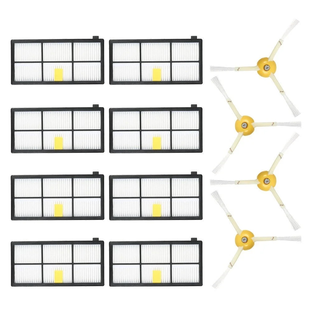 Pack of 12 Replacement Accessories Kit in 4 Side Brushes + 8 HEPA Filters for iRobot Roomba 800 & 900 Series Vacuum Cleaner - 1