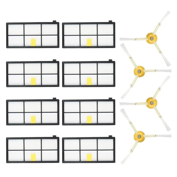 Pack of 12 Replacement Accessories Kit in 4 Side Brushes + 8 HEPA Filters for iRobot Roomba 800 & 900 Series Vacuum Cleaner - 1