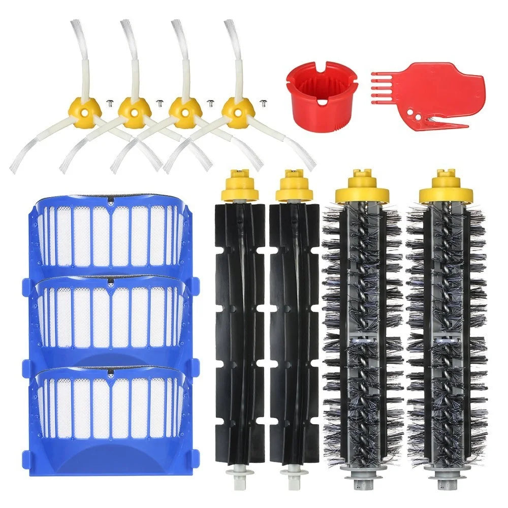 Pack of 13 Replacement Accessories Kit in 2 Bristle Brushes + 2 Flexible Brushes + 3 Filters + 4 Side Brushes + 2 Cleaning Tools for iRobot Roomba 600 Series Vacuum Cleaner - 1
