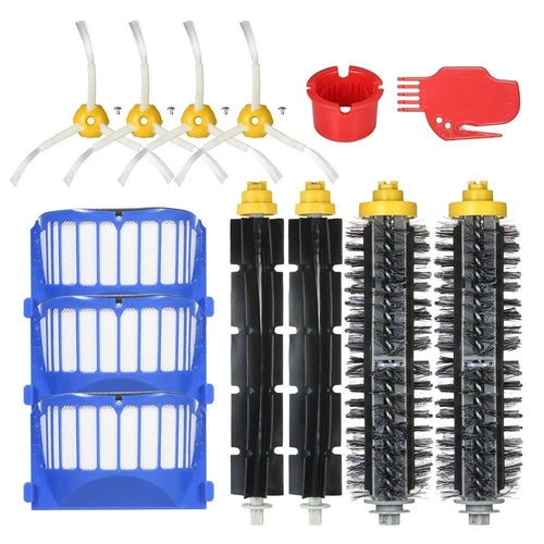 Pack of 13 Replacement Accessories Kit in 2 Bristle Brushes + 2 Flexible Brushes + 3 Filters + 4 Side Brushes + 2 Cleaning Tools for iRobot Roomba 600 Series Vacuum Cleaner - 1