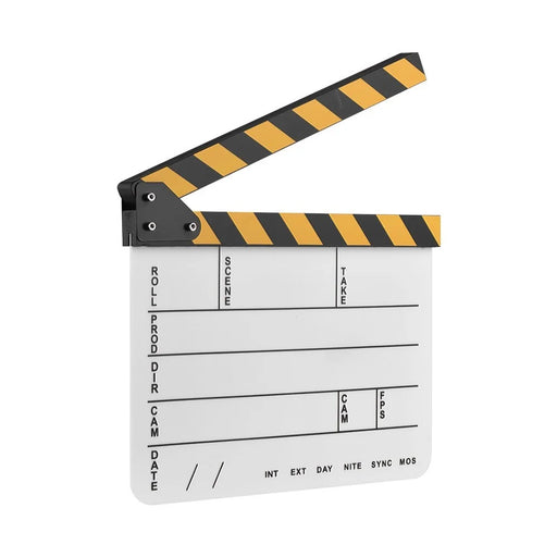 Dry Erase Acrylic Director Film Clapboard Movie TV Cut Action Scene Clapper Board Slate - White - 1