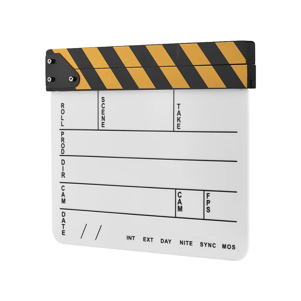 Dry Erase Acrylic Director Film Clapboard Movie TV Cut Action Scene Clapper Board Slate - White - 3