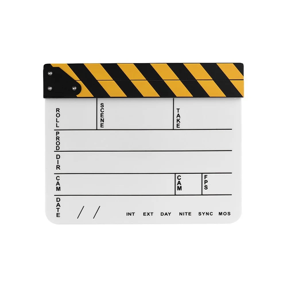 Dry Erase Acrylic Director Film Clapboard Movie TV Cut Action Scene Clapper Board Slate - White - 4