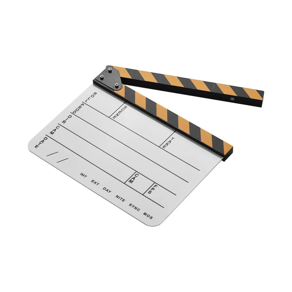 Dry Erase Acrylic Director Film Clapboard Movie TV Cut Action Scene Clapper Board Slate - White - 5