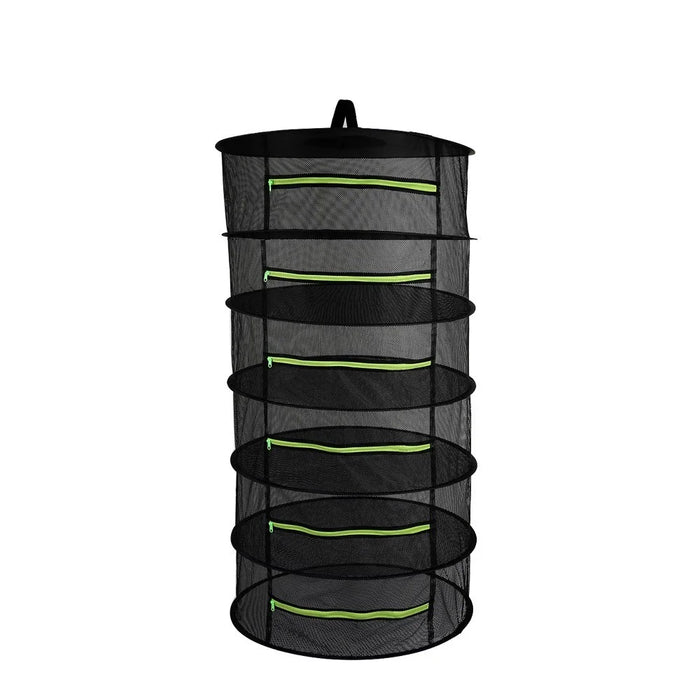 Folding Dry Rack Hanging Basket Drying Net Dryer for Herbs Flowers Buds Plants - 6 Layers / Green Zipper - 1
