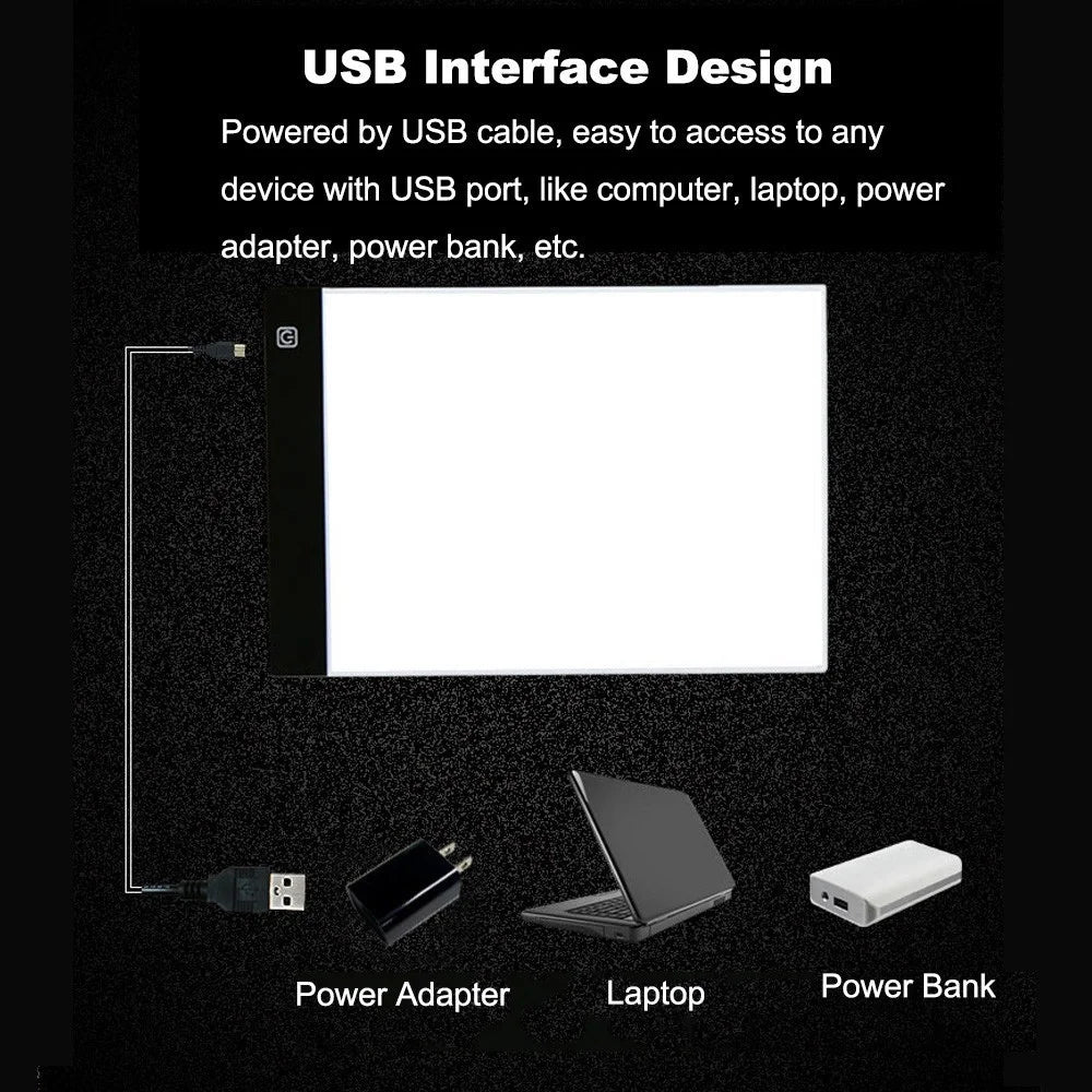 Ultra-Thin A4 LED Light Box Writing Painting Tracing Board - Style 2#: 335x233mm / With Adjustable Brightness - 7
