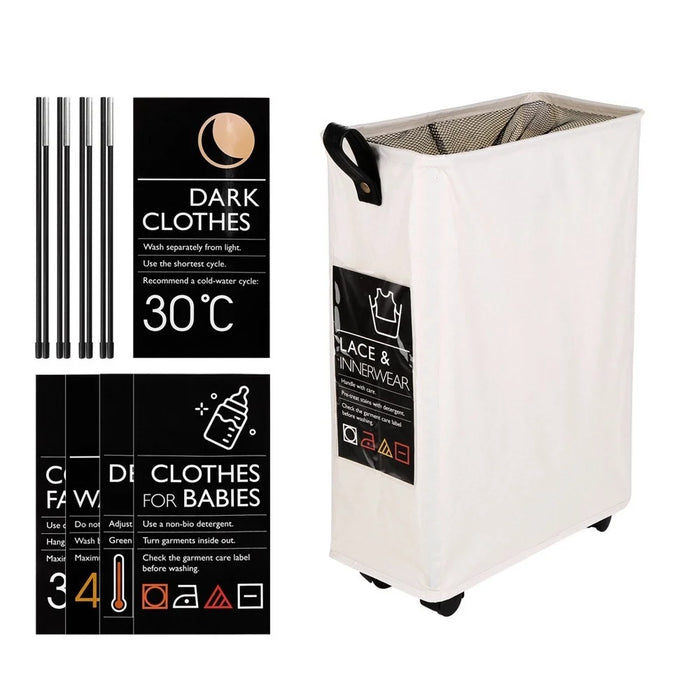 Large Capacity Collapsible Oxford Cloth Laundry Basket with 6 Sort Cards Laundry Hamper Easy Storage - Style B - 4
