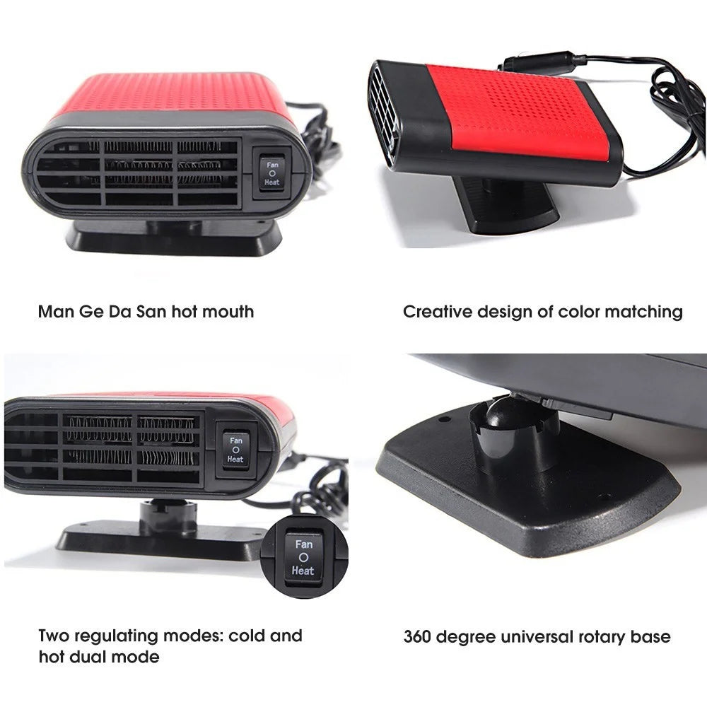 12V 150W 2-in-1 Auto Car Heater Cooling Fan Defroster Defrost Windscreen Window Demister - Black Ash/(Ordinary) - 4