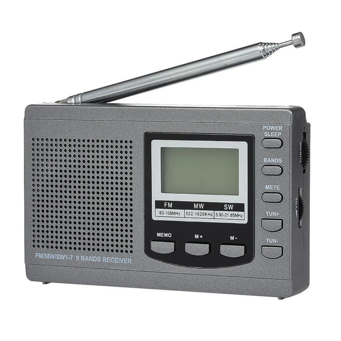 FM/AM/SW Radio Multiband Digital Stereo Radio Receiver with Earphone Output Time Display Alarm Clock Function - 6