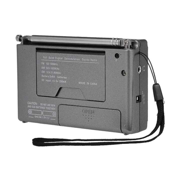 FM/AM/SW Radio Multiband Digital Stereo Radio Receiver with Earphone Output Time Display Alarm Clock Function - 7