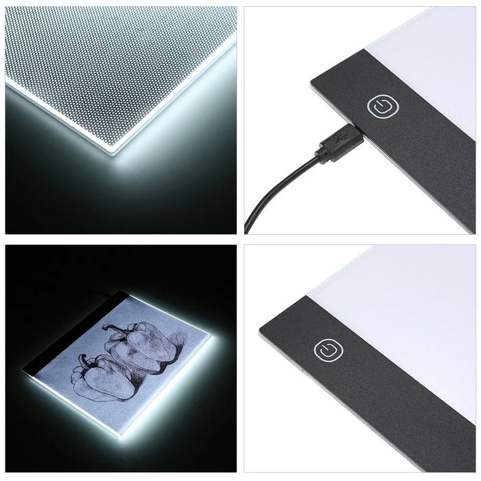 LED Graphic Tablet Writing Painting Light Box Tracing Drawing Board A4 Copy Table 235x330mm [CE Certified] - Smart Brightness Memory Function - 5