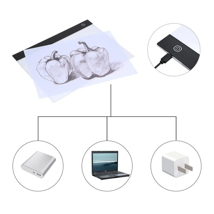 LED Graphic Tablet Writing Painting Light Box Tracing Drawing Board A4 Copy Table 235x330mm [CE Certified] - Smart Brightness Memory Function - 6
