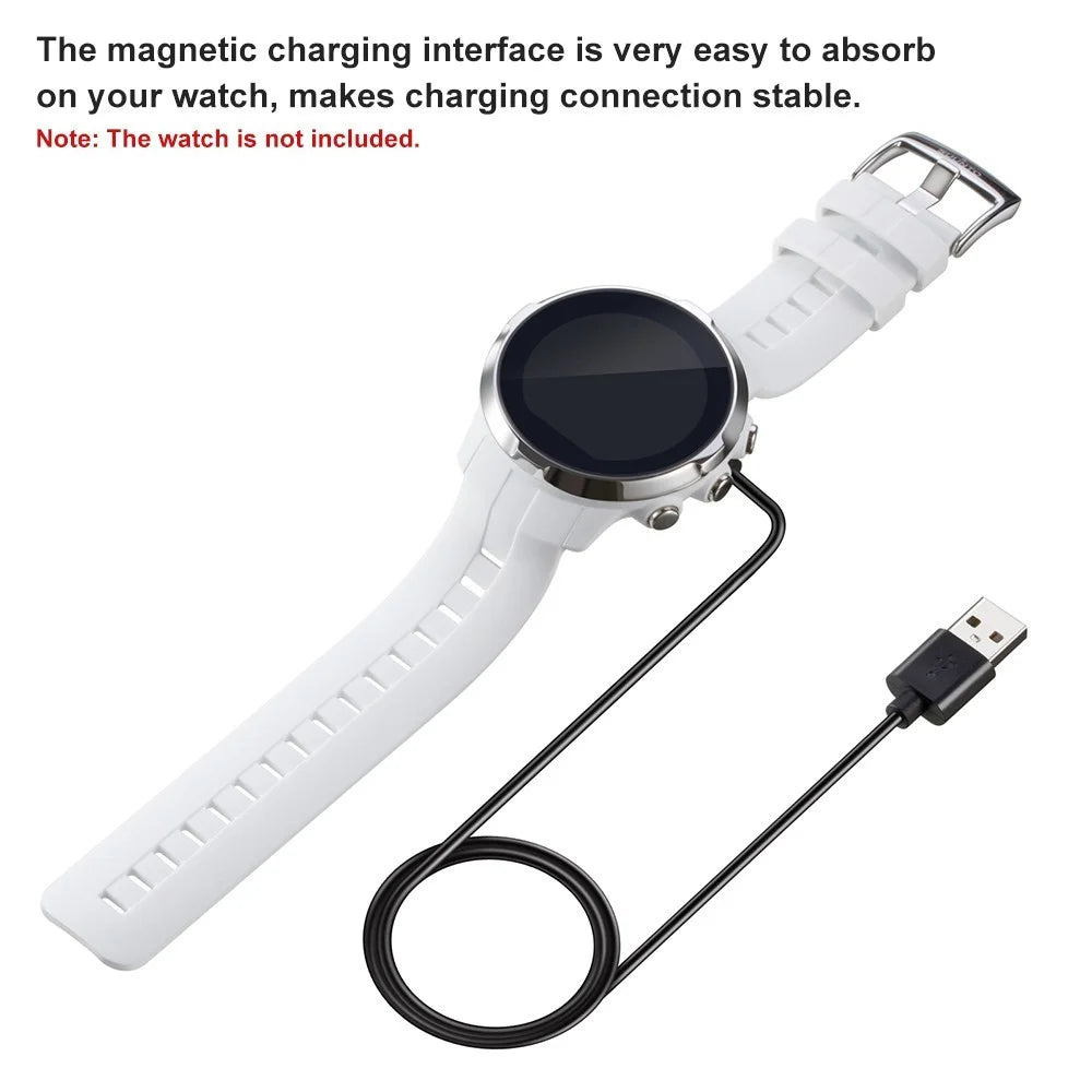 Smart Watch Charging Data Transfer Cable with USB Interface 1-meter Cable and Magnetic Interface Smart Watch Charging Cables for SUUNTO SPARTAN - Black - 4