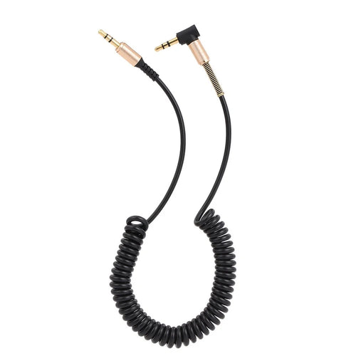 1.7 Meters Audio Extender Cord w/Spring Stretchable Telephone Coiling Line Extension Cable 3.5mm Jack Male to Male AUX Cable 3.5 mm for Computer Mobile Phones Amplifier - Black - 1