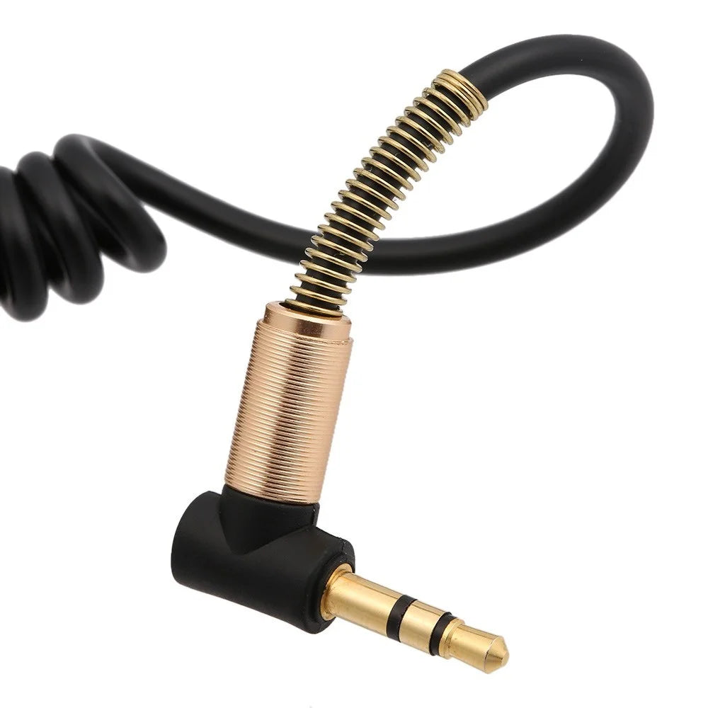 1.7 Meters Audio Extender Cord w/Spring Stretchable Telephone Coiling Line Extension Cable 3.5mm Jack Male to Male AUX Cable 3.5 mm for Computer Mobile Phones Amplifier - Black - 4