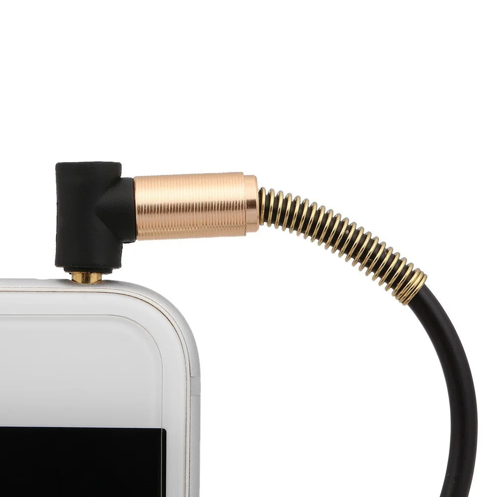 1.7 Meters Audio Extender Cord w/Spring Stretchable Telephone Coiling Line Extension Cable 3.5mm Jack Male to Male AUX Cable 3.5 mm for Computer Mobile Phones Amplifier - Black - 5
