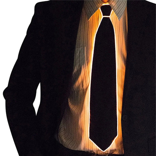 Wire Tie Flashing Cosplay LED Tie Costume Necktie Glowing DJ Bar Dance Carnival Party Masks Cool Props - Orange - 1