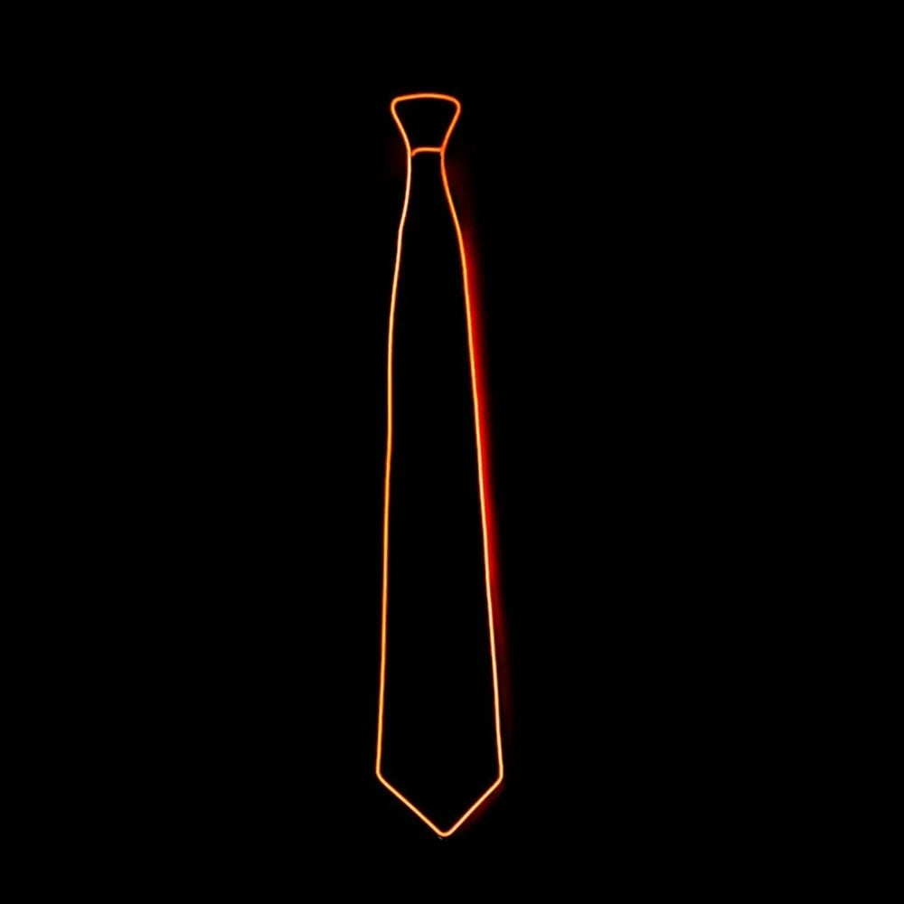 Wire Tie Flashing Cosplay LED Tie Costume Necktie Glowing DJ Bar Dance Carnival Party Masks Cool Props - Orange - 2