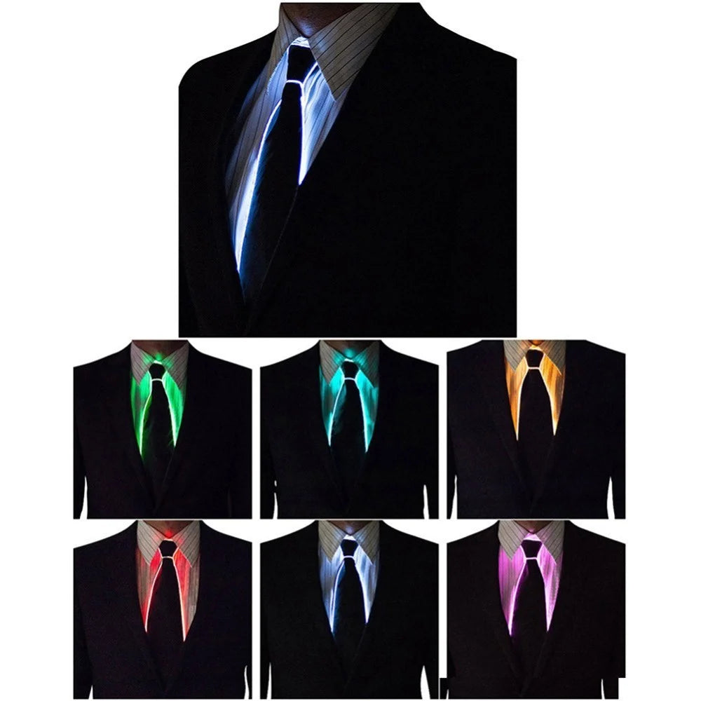 Wire Tie Flashing Cosplay LED Tie Costume Necktie Glowing DJ Bar Dance Carnival Party Masks Cool Props - Orange - 3