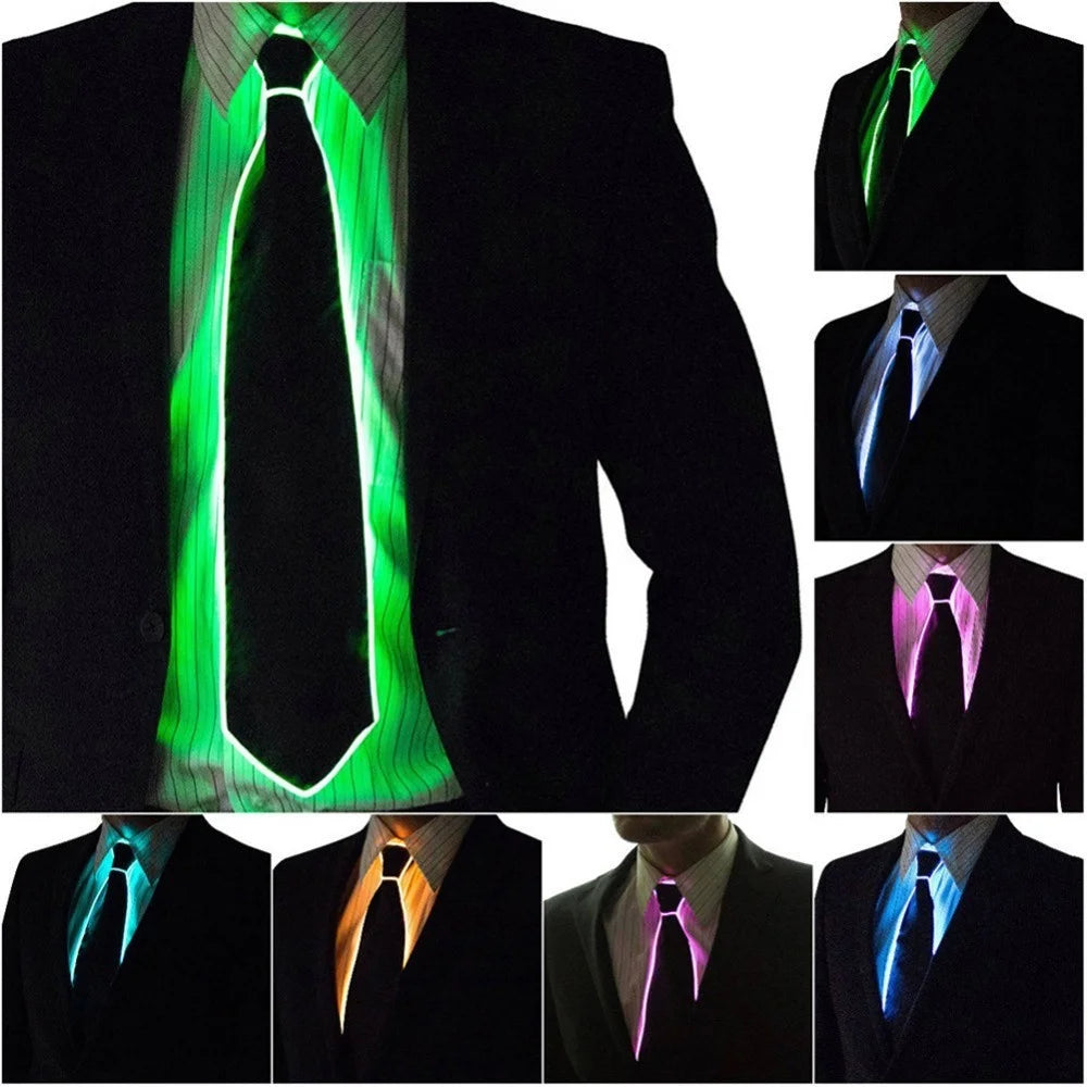 Wire Tie Flashing Cosplay LED Tie Costume Necktie Glowing DJ Bar Dance Carnival Party Masks Cool Props - Orange - 4