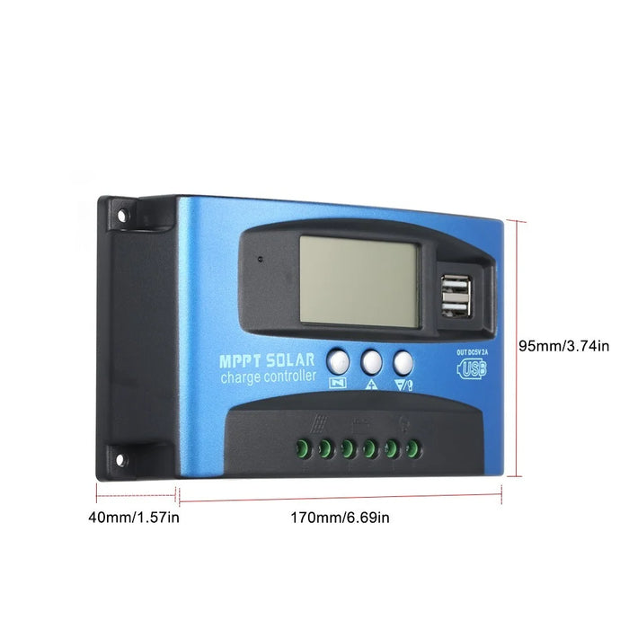 100A MPPT Solar Charge Controller 12V/24V Solar Panel Regulator with LCD Display Dual USB Multiple Load Control Modes - 2