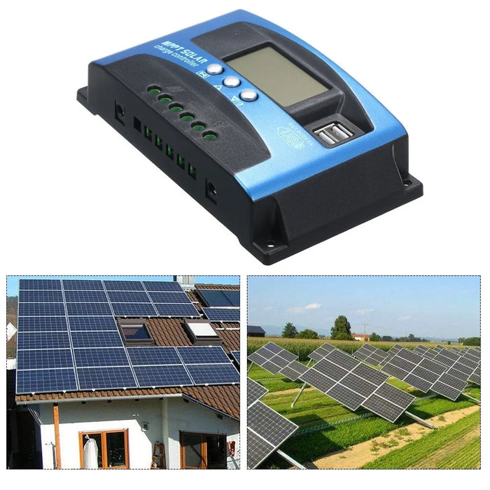 100A MPPT Solar Charge Controller 12V/24V Solar Panel Regulator with LCD Display Dual USB Multiple Load Control Modes - 3