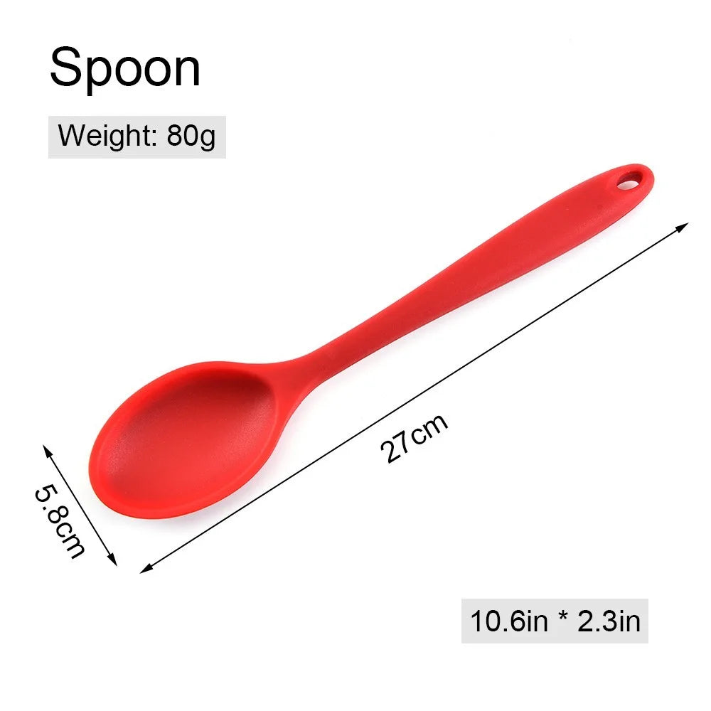 10Pcs Heat Resistant Silicone Kitchen Utensil Set Non-Stick Spoon Spatula Ladle Cooking Tools Dinnerware - Black - 3