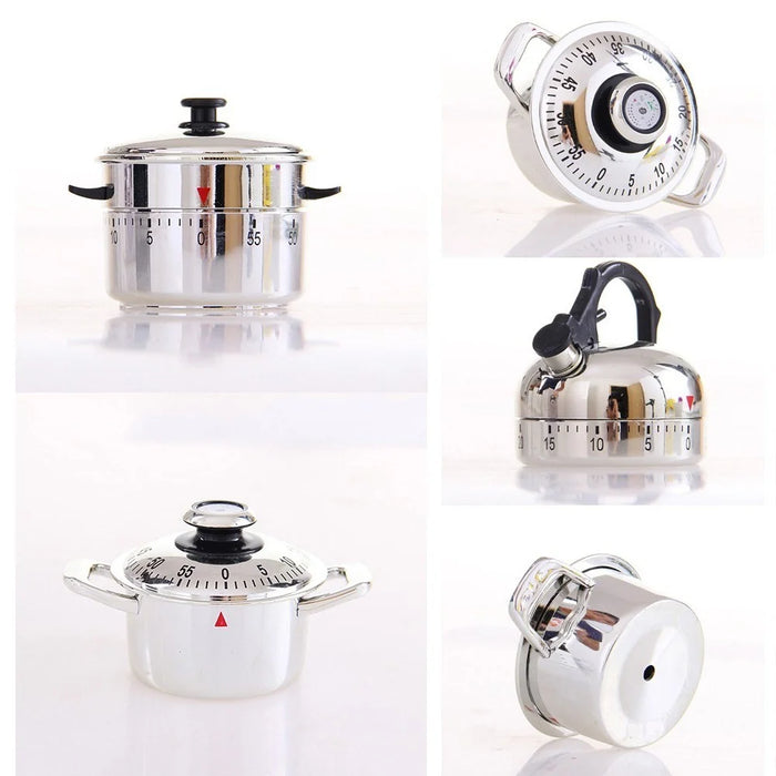 Stainless Steel Kitchen 60 Minutes Timer Clock Teapot Clockwork Cooking - Type 2 - 3
