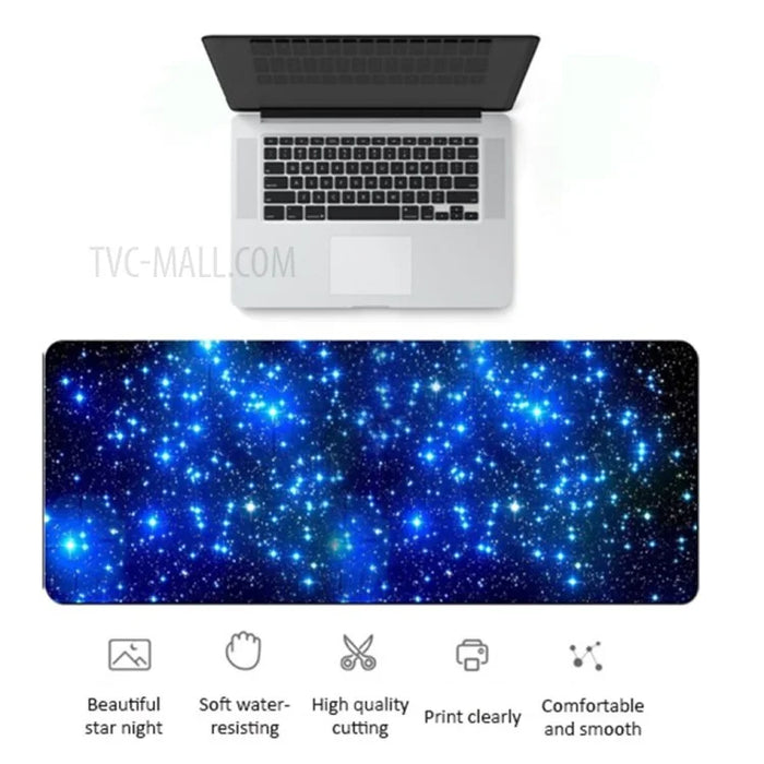 Starry Sky Picture Locking Edge Anti-Slip Gaming Mouse Pad Mat for PC Computer Laptop MackBook - Size: 600 x 300mm - 3