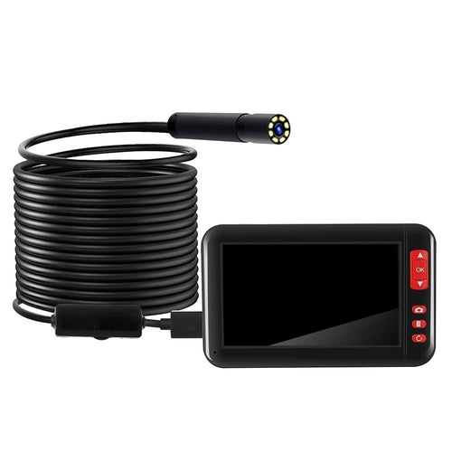 P20 4.3-inch Screen Industrial Endoscope Borescope Inspection Camera 8-LED 8mm Lens 1080P Display Screen - 10m Semi-rigid Cable - 1