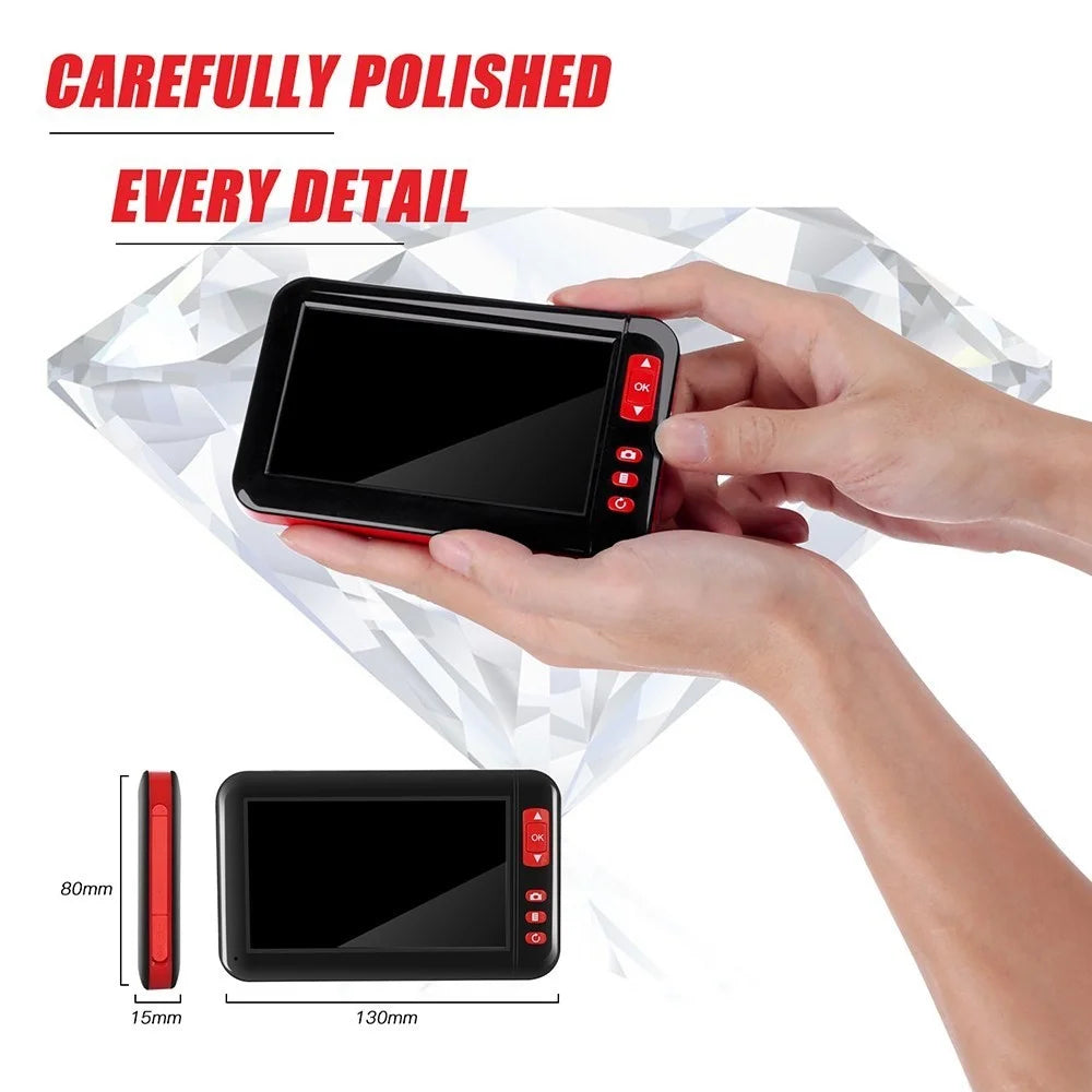 P20 4.3-inch Screen Industrial Endoscope Borescope Inspection Camera 8-LED 8mm Lens 1080P Display Screen - 10m Semi-rigid Cable - 3