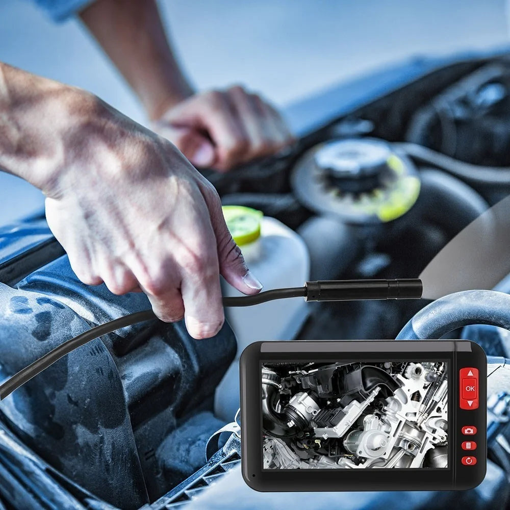 P20 4.3-inch Screen Industrial Endoscope Borescope Inspection Camera 8-LED 8mm Lens 1080P Display Screen - 10m Semi-rigid Cable - 6