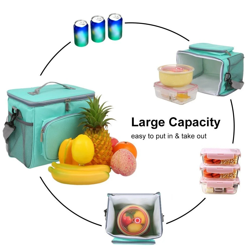 Thermal Insulated Lunch Bag Tote Box Picnic Tote Travel Accessory Organizer Tool - Dark Blue - 2