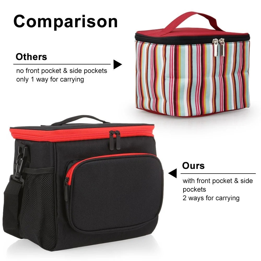 Thermal Insulated Lunch Bag Tote Box Picnic Tote Travel Accessory Organizer Tool - Dark Blue - 7