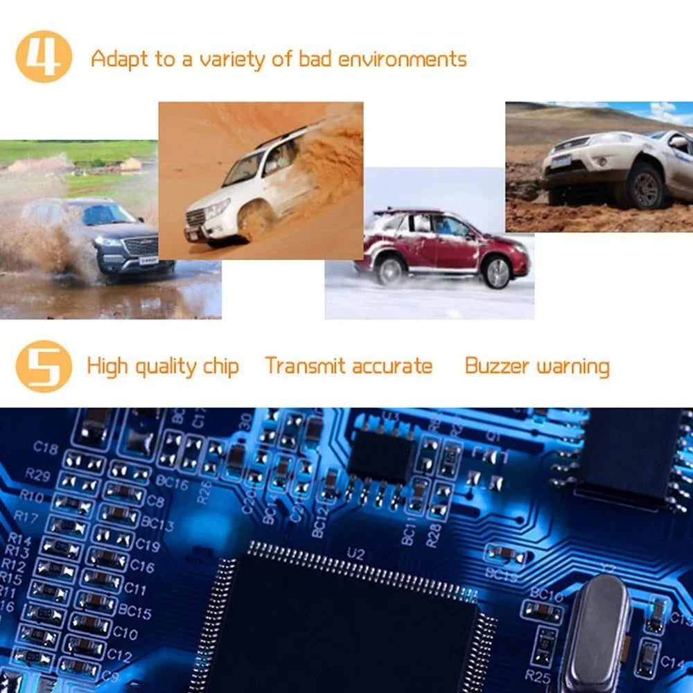 Car TPMS Tire Pressure Monitoring System with 4 External Sensor Solar Charging HD Digital LCD Display Auto Alarm System - 2