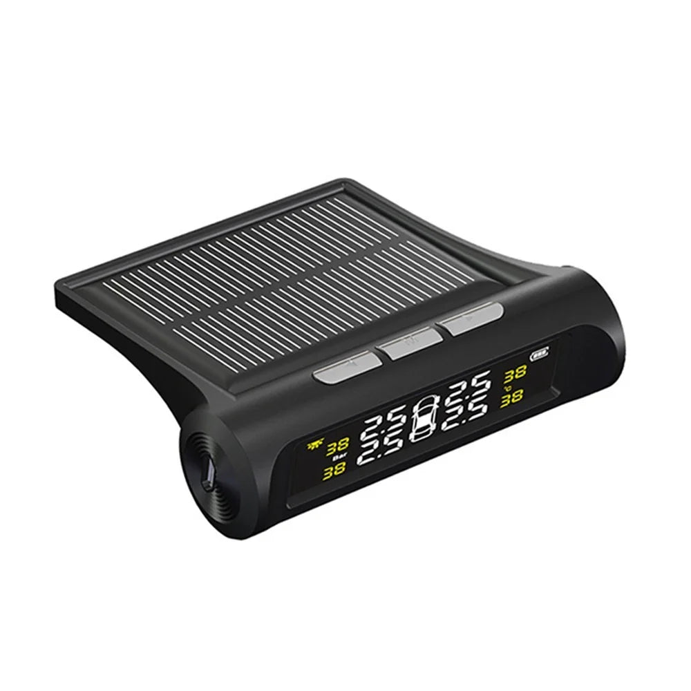 Car TPMS Tire Pressure Monitoring System with 4 External Sensor Solar Charging HD Digital LCD Display Auto Alarm System - 7