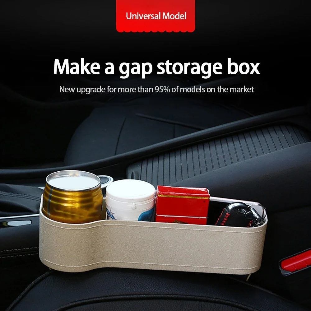 2Pcs/Set Car Seat Organizer Carriage Bag PU Case Multifunctional Storage Box Left/Right Gap Storage Box - 3