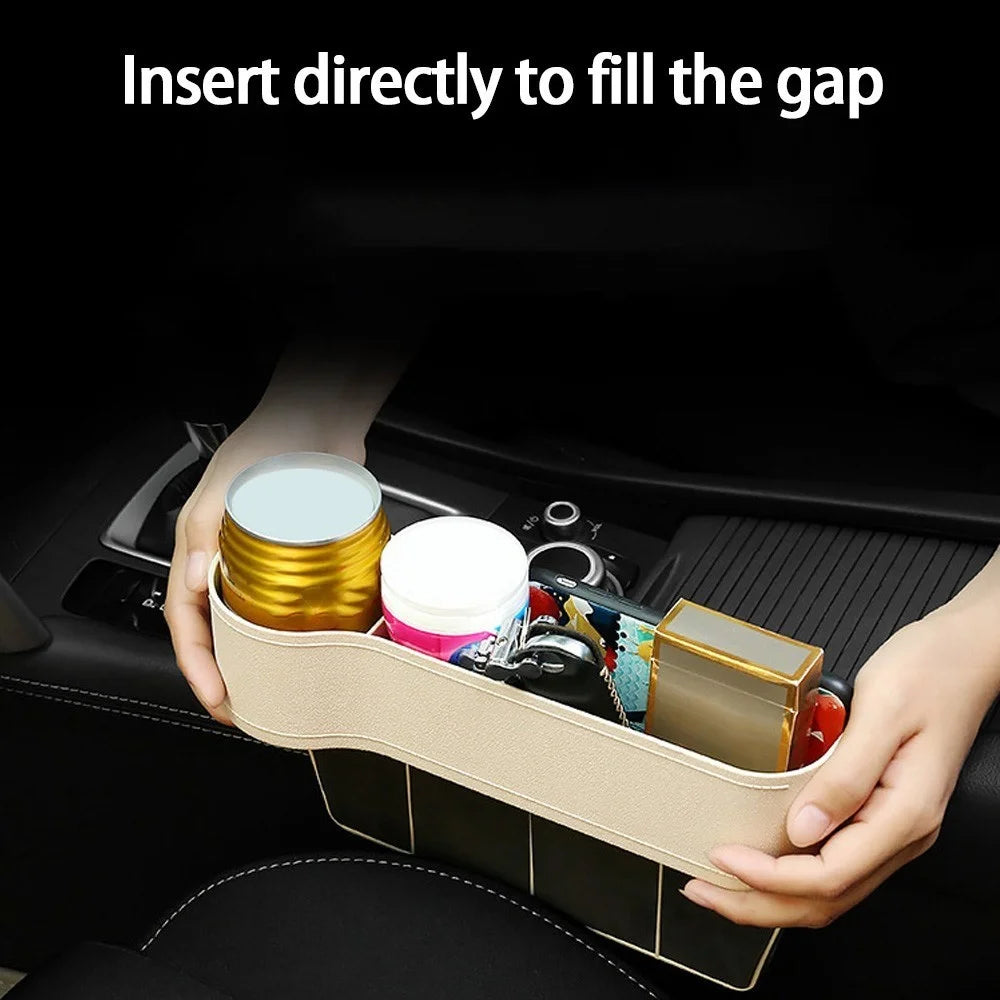 2Pcs/Set Car Seat Organizer Carriage Bag PU Case Multifunctional Storage Box Left/Right Gap Storage Box - 4