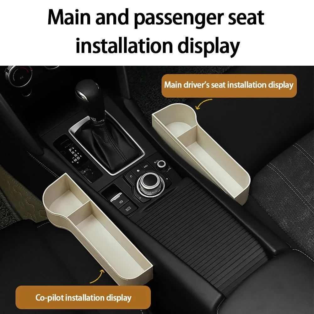 2Pcs/Set Car Seat Organizer Carriage Bag PU Case Multifunctional Storage Box Left/Right Gap Storage Box - 5