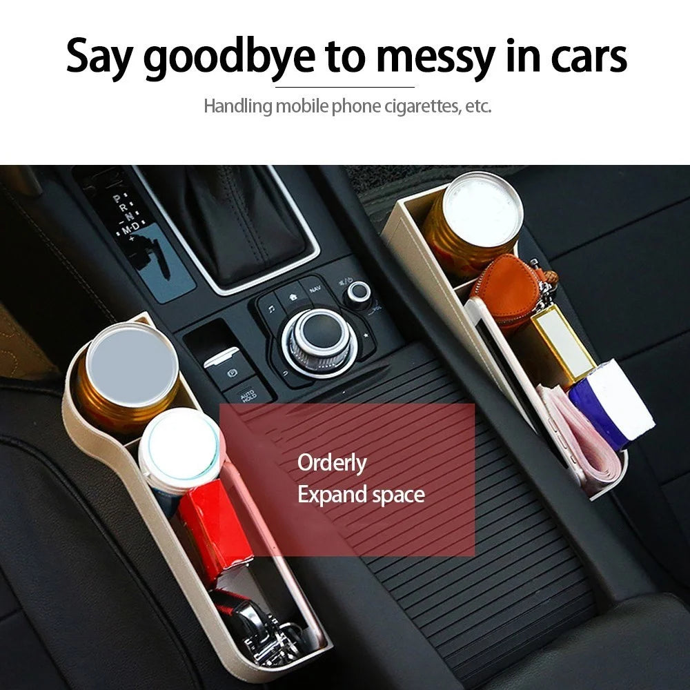 2Pcs/Set Car Seat Organizer Carriage Bag PU Case Multifunctional Storage Box Left/Right Gap Storage Box - 6